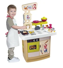 Smoby – super benny la cucina delle delizie con accessori per cucinare davvero, grembiule incluso, 32 accessori, ricettario> Cucine Giocattolo
