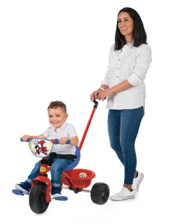 SMOBY – triciclo spidey, 7600740337, +15 mesi, evolutivo, con asta parentale, licenza ufficiale spidey, con cintura di sicurezza, vano portaoggetti> Tricicli E Balance Bikes