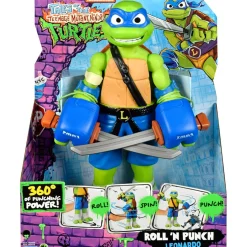 GIOCHI PREZIOSI Tartarughe ninja leonardo 30 cm – funzione rolling punch e arma inclusa> Action Figures