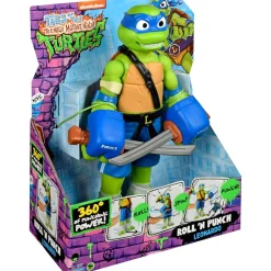 GIOCHI PREZIOSI Tartarughe ninja leonardo 30 cm – funzione rolling punch e arma inclusa> Action Figures