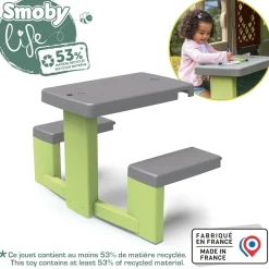 SMOBY Tavolo da picnic per casette life – con panchine e spazio merenda> Casette Per Bambini