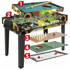 SUN&SPORT Tavolo multigioco 5 in 1> Gadget E Idee Regalo Per Adulti|Calcio Balilla E Biliardo