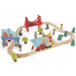 WOOD 'N' PLAY Trenino 60 pezzi in legno – wood ‘n’ play> Giochi Impilabili