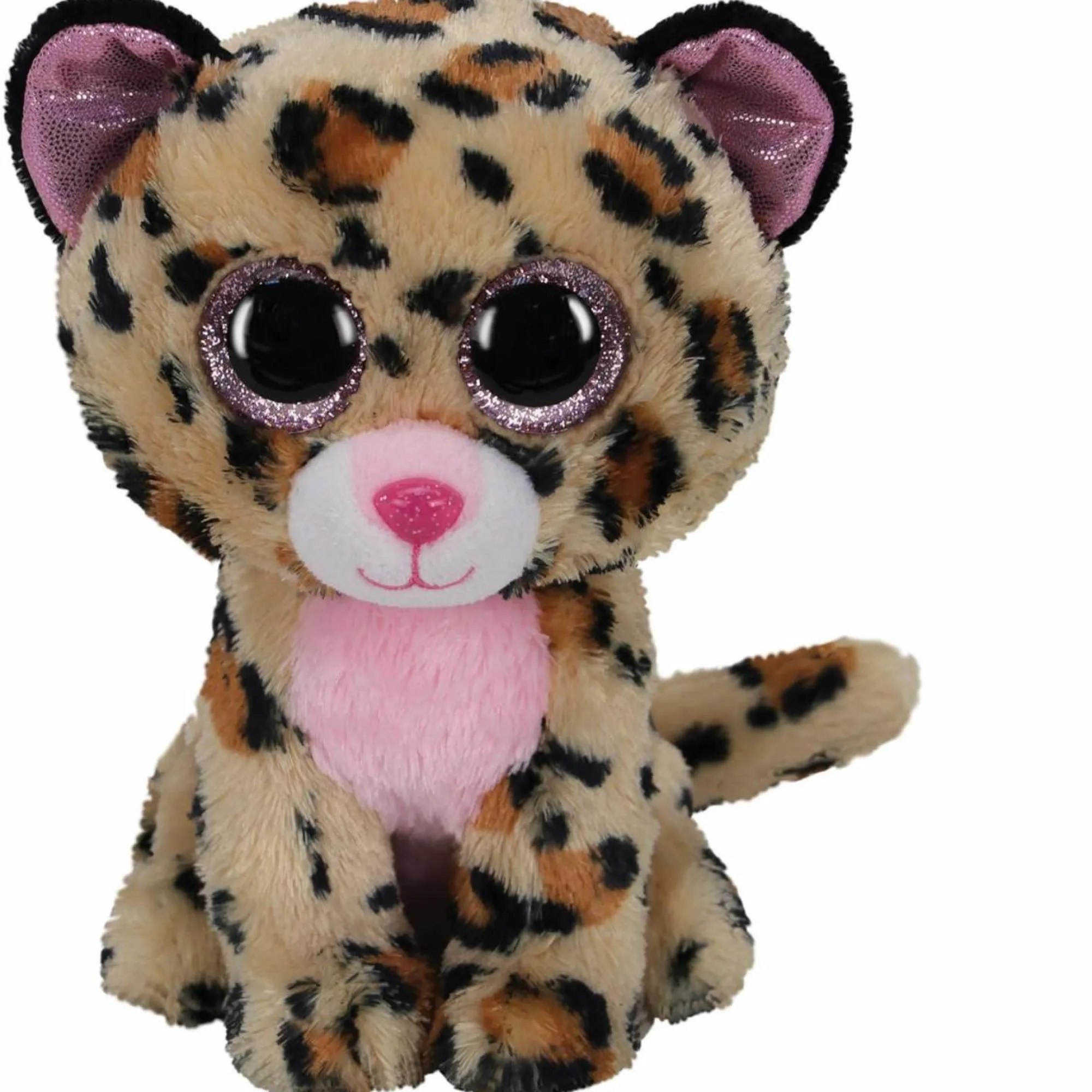 TY – peluche – beanie boos – leopardo – livvie – marrone e nero – occhioni e orecchie rosa glitter – il peluche con gli occhi grandi scintillanti – 15 cm – 36367> Peluche Tradizionali
