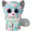 TY – peluche – beanie boos – gatto – opal – azzurro, bianco e rosa – gattino con occhioni e orecchie glitter viola – il morbido pupazzo con gli occhi grandi scintillanti – 28 cm – 37288> Peluche Tradizionali