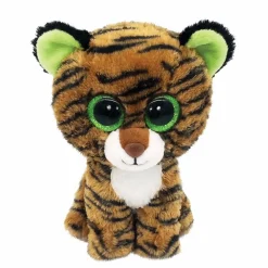 TY – peluche – beanie boos – tigre – tiggy – marrone tigrato – occhi verdi grandi e glitter – il pupazzo con gli occhi grandi scintillanti – 15 cm – 36387> Peluche Tradizionali