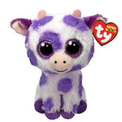 TY beanie boos – ethel la mucca a macchie viola con occhioni viola glitter, il peluche con gli occhi grandi scintillanti, 15 cm, t37345> Peluche Tradizionali