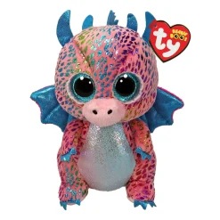 TY beanie boos – flint il draghetto rosa con occhioni azzurri glitter, il peluche con gli occhi grandi scintillanti, 15 cm, t37346> Peluche Tradizionali
