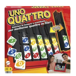 MATTEL GAMES Uno quattro, posiziona quattro tessere e abbina colore e numero> Giochi Di Carte