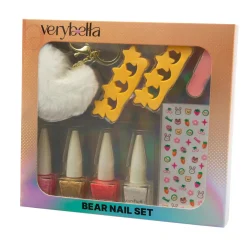 VERY BELLA Verybella  – set bear: manicure completa con 4 smalti peel off, limetta, separadita, stickers e portachiave a forma di cuore> Giochi Di Emulazione