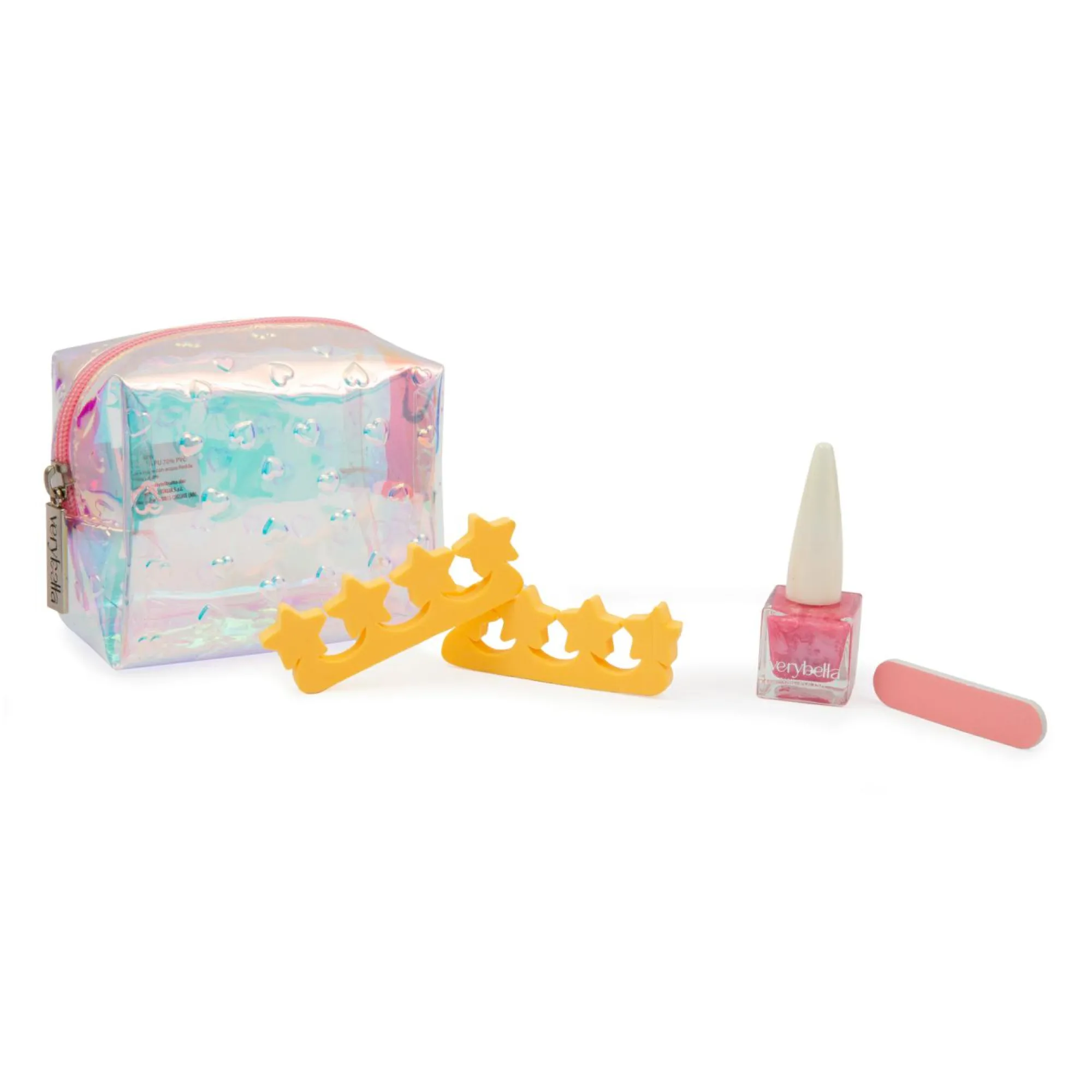 VERY BELLA Verybella – trousse effetto iridescente e chiusura a cerniera include smalto peel off rosa 2 limette 2 morbidi separadita porta make up da viaggio> Giochi Di Emulazione