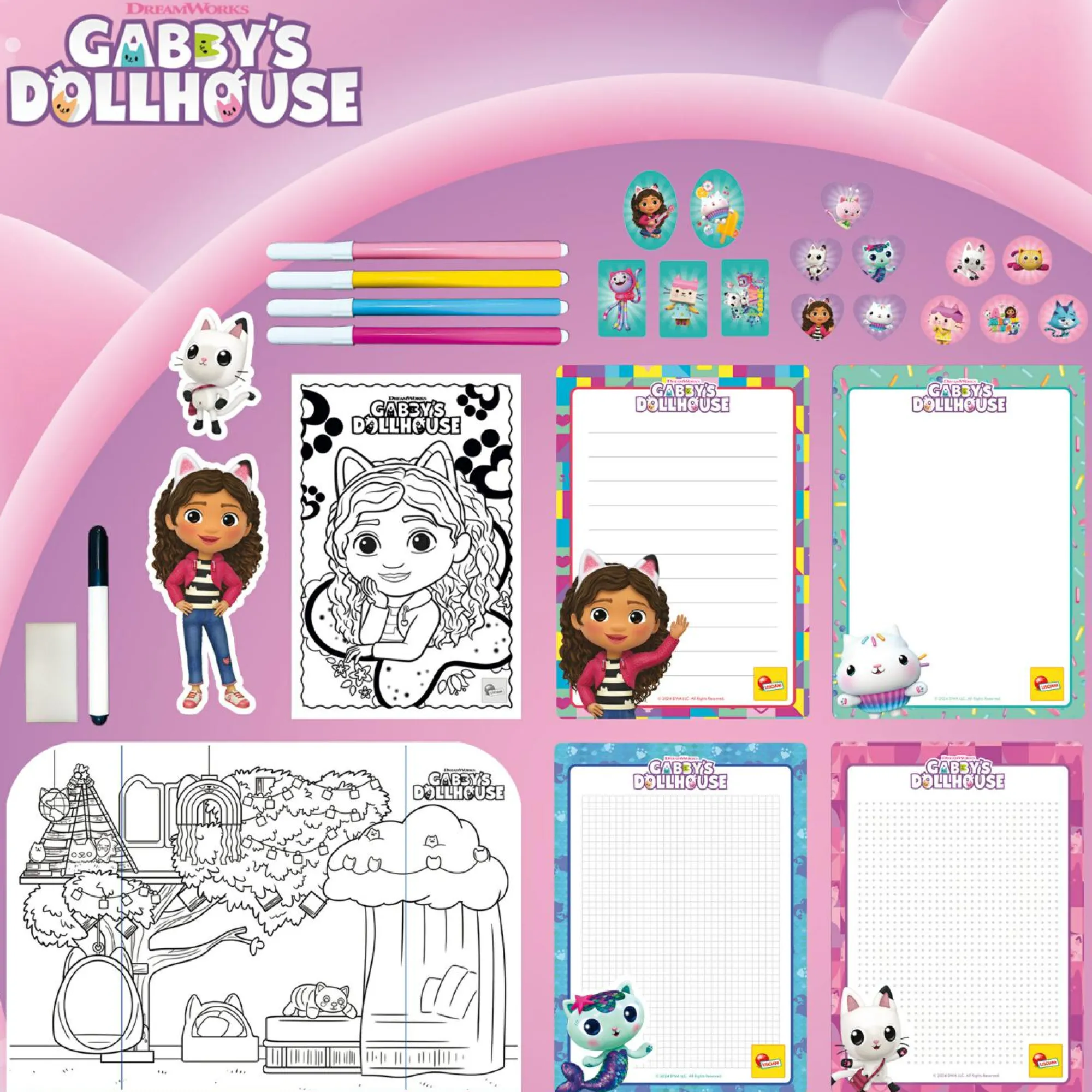 LISCIANI Zainetto coloring e scuola di disegno gabby  –  gabby’s dollhouse> Kit Artistici E Pittura